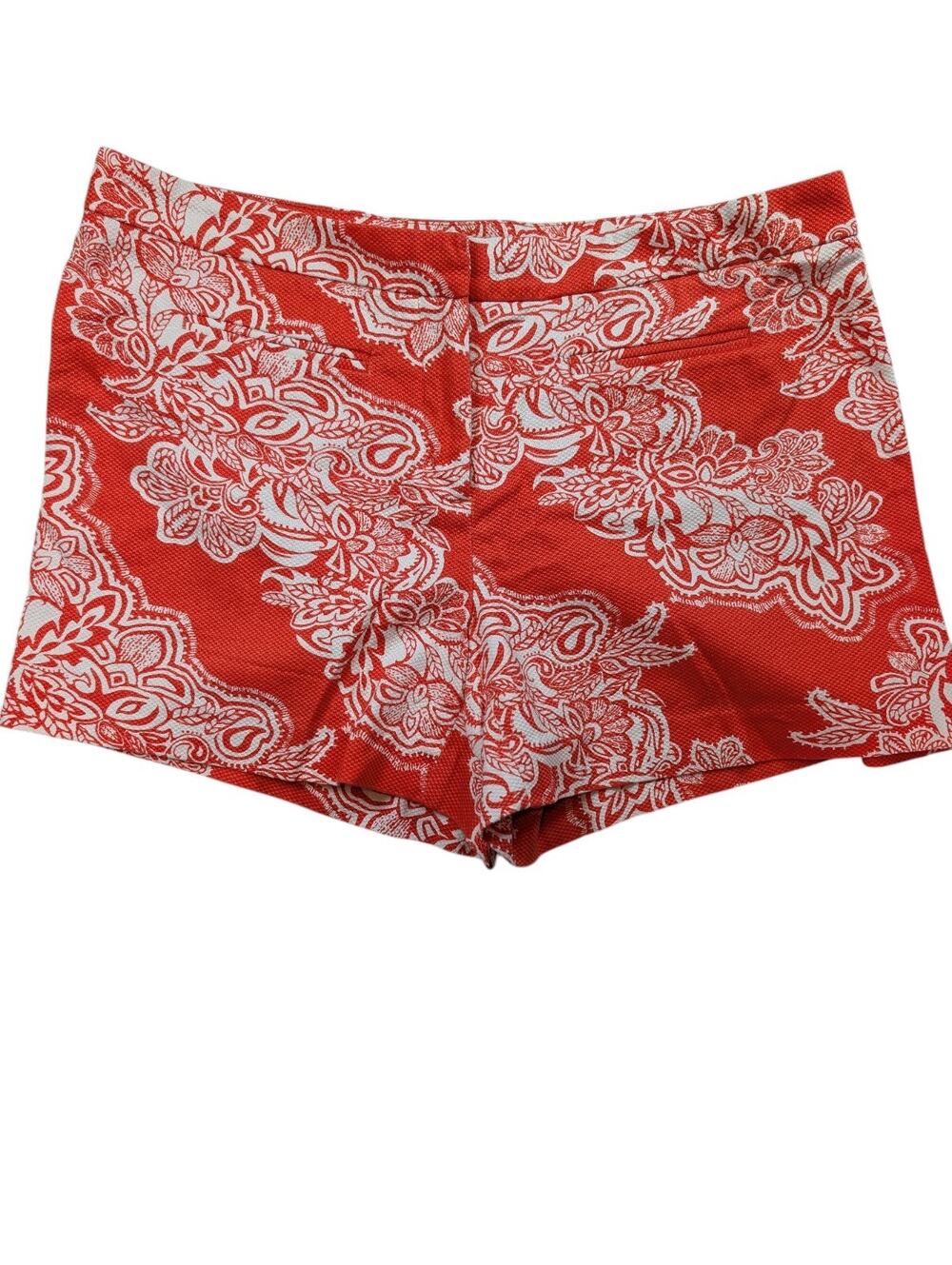 Willi Smith Paisley Knit Shorts Orange White Womens 14 Retro Summer